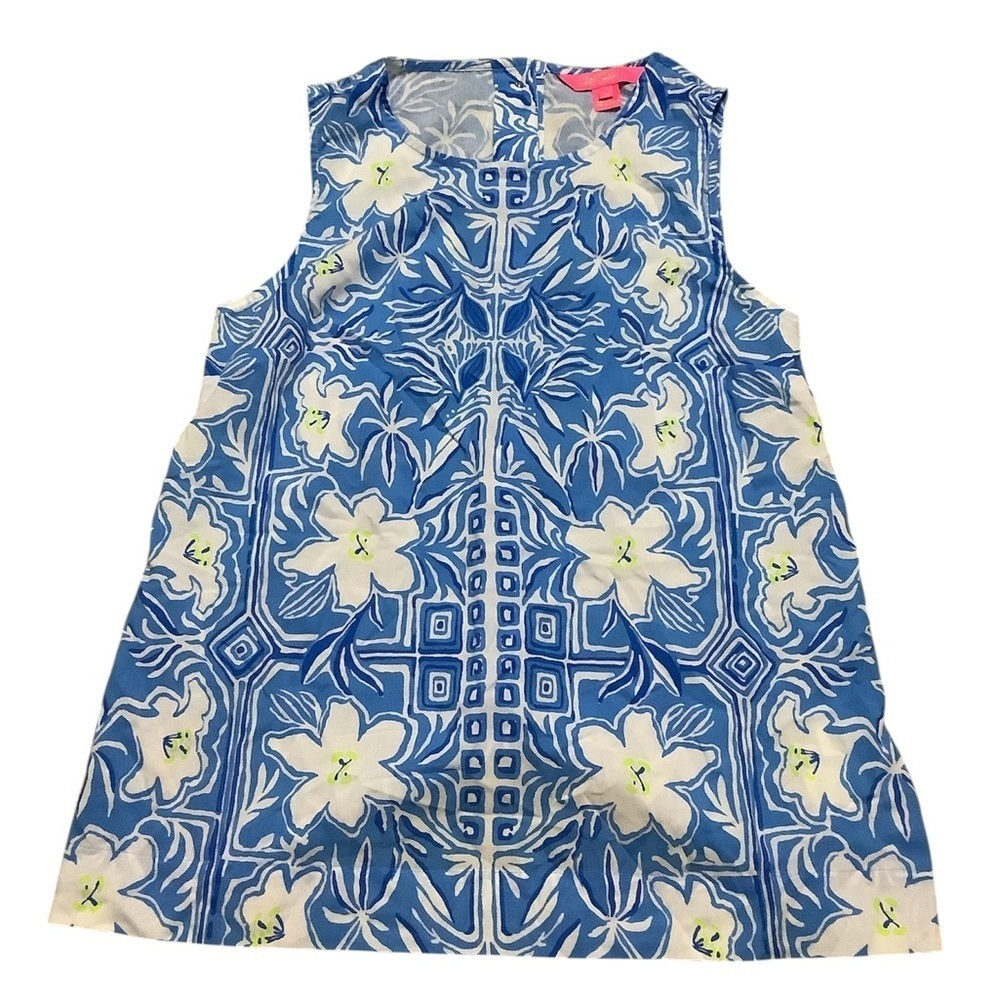Lilly Pulitzer Floral Sleeveless Top in Blue and White
